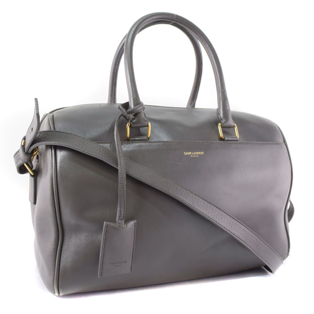 Saint Laurent Paris duffel handbag shoulder bag gray leather